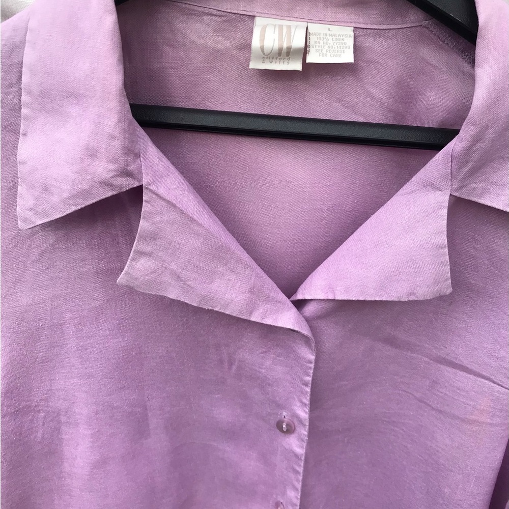 CW- women’s linen blouse in light lilac size L - Picture 7 of 9